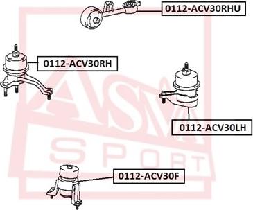 ASVA 0112-ACV30F - Подушка, опора, подвеска двигателя omsk.autopolka.ru