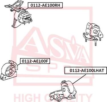 ASVA 0112-AE100LHAT - Подушка, опора, подвеска двигателя omsk.autopolka.ru