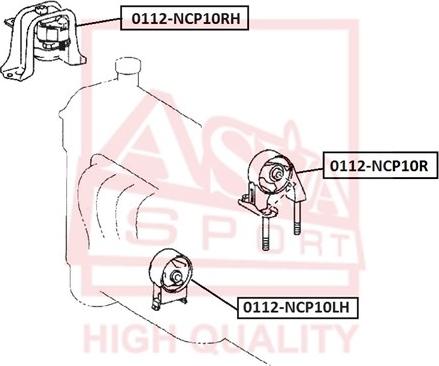 ASVA 0112-NCP10LH - Подушка, опора, подвеска двигателя omsk.autopolka.ru