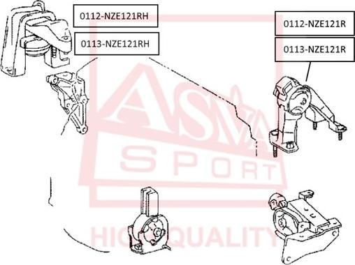 ASVA 0112-NZE121RH - Подушка, опора, подвеска двигателя omsk.autopolka.ru