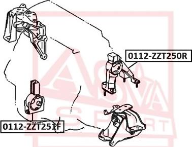 ASVA 0112ZZT251F - Подушка, опора, подвеска двигателя omsk.autopolka.ru