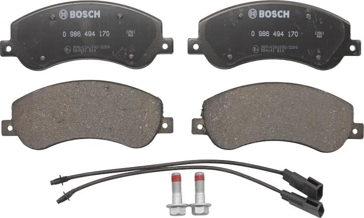 BOSCH 0 986 494 170 - Тормозные колодки, дисковые, комплект omsk.autopolka.ru