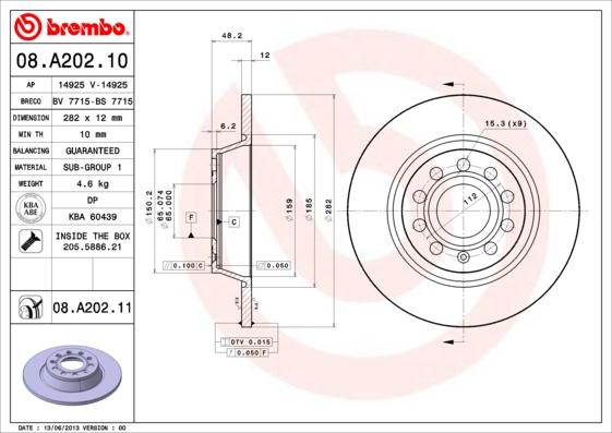 Brembo 08A20210 - Тормозной диск omsk.autopolka.ru
