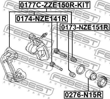Febest 0177C-ZZE150R-KIT - Комплект поддержки корпуса скобы тормоза omsk.autopolka.ru