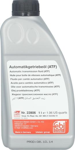 Febi Bilstein 22806 - Масло автоматической коробки передач omsk.autopolka.ru