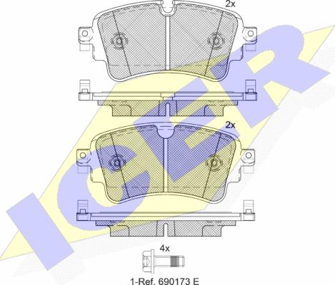 Icer 182256 - Тормозные колодки, дисковые, комплект omsk.autopolka.ru