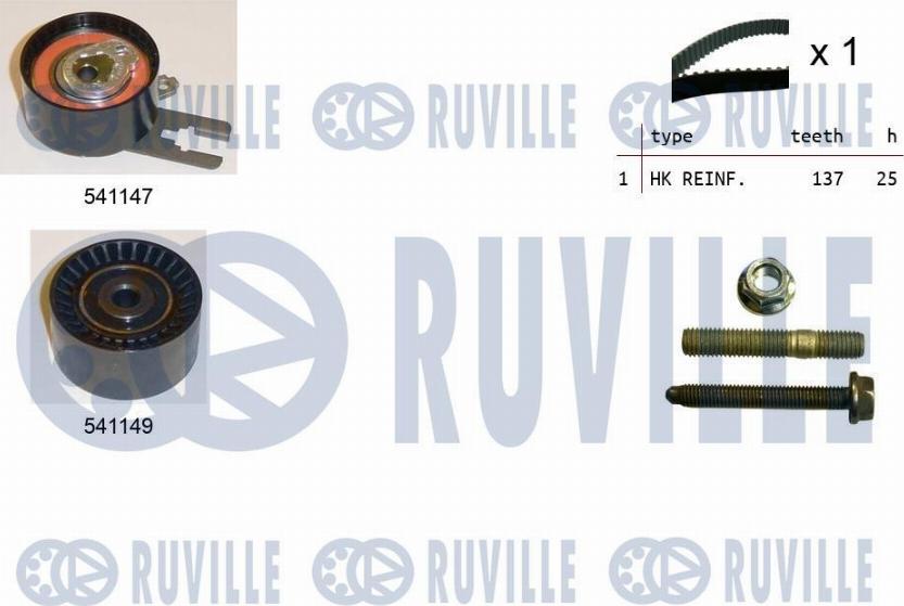 Ruville 550058 - Комплект зубчатого ремня ГРМ omsk.autopolka.ru