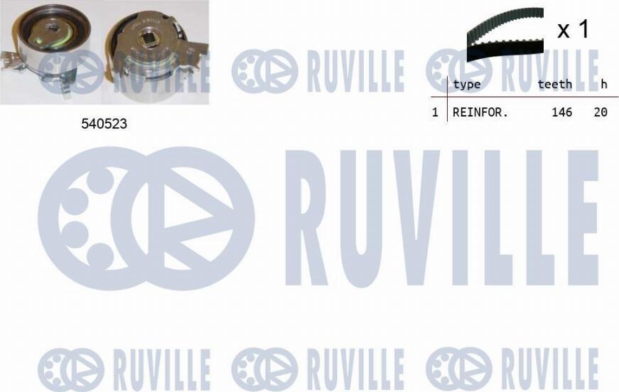 Ruville 550088 - Комплект зубчатого ремня ГРМ omsk.autopolka.ru