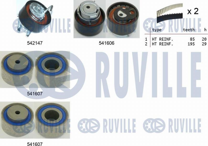 Ruville 550322 - Комплект зубчатого ремня ГРМ omsk.autopolka.ru